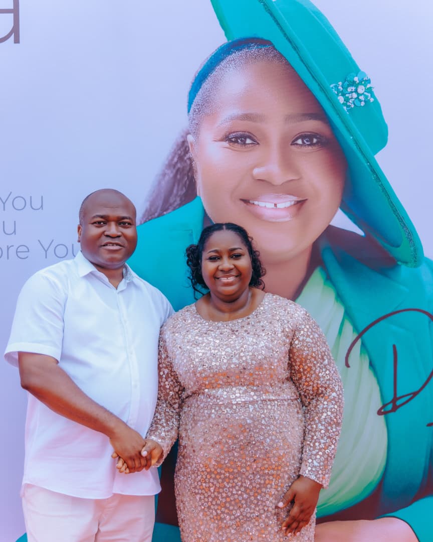 Dr AjokeSings and her husband at the Iba Re launch